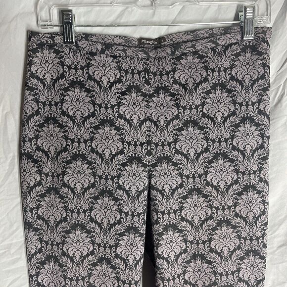 J. McLaughlin Tapestry Printed Black GrayCasual Pants Size 4 Stretch Pull On Zip - Picture 2 of 10